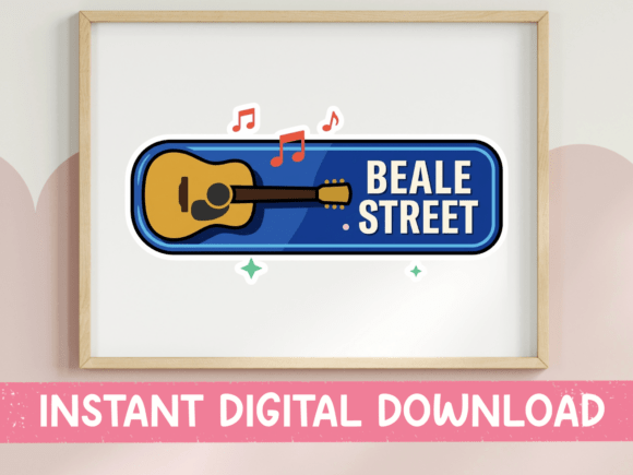 Beale Street Guitar Music Sign Graphics & T-Shirt Designs