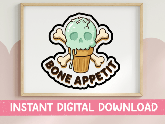 Bone Appetit Skull Ice Cream Cone: Graphics & T-Shirt Designs