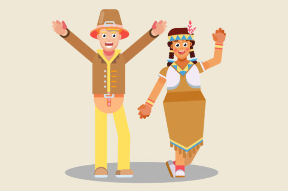 Character of Happy Couple - Thanksgiving Graphics and Illustrations