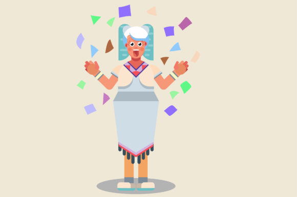 Characters of Cheerful Native Girl Graphics and Illustrations