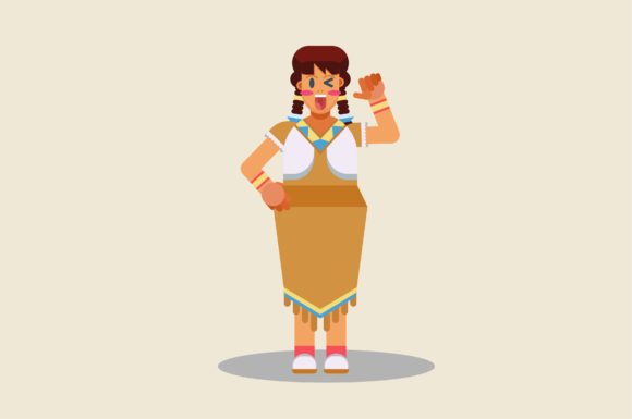Characters of Cute Native Girl: Graphics for Creative Projects