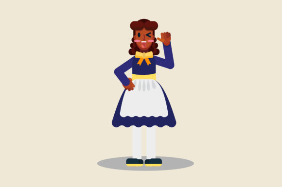 Characters of Joyful Peasant Girl Graphics and Illustrations