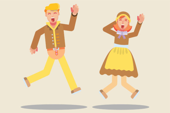 Characters of Teens with Costumes Graphics and Illustrations
