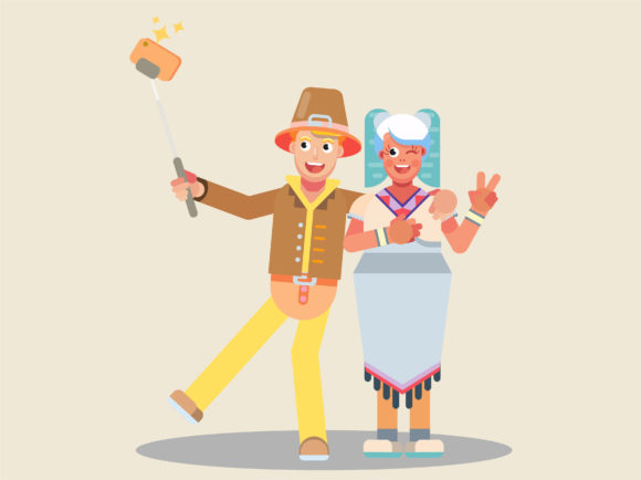 Characters Thanksgiving - Cheerful Teens Graphics