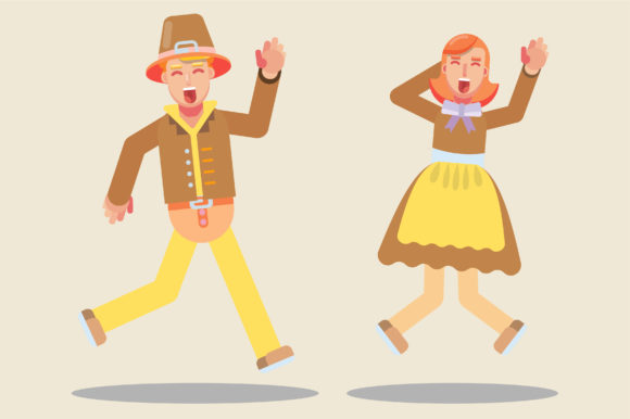 Cheerful Characters - Jumping Together Graphics