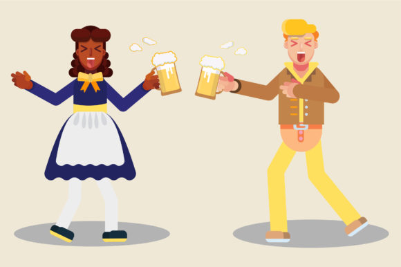 Cheerful Couple Cheers- Thanksgiving Graphics