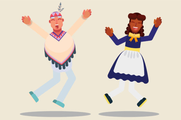 Cheerful Thanksgiving Character - Couple Graphics & Illustrations