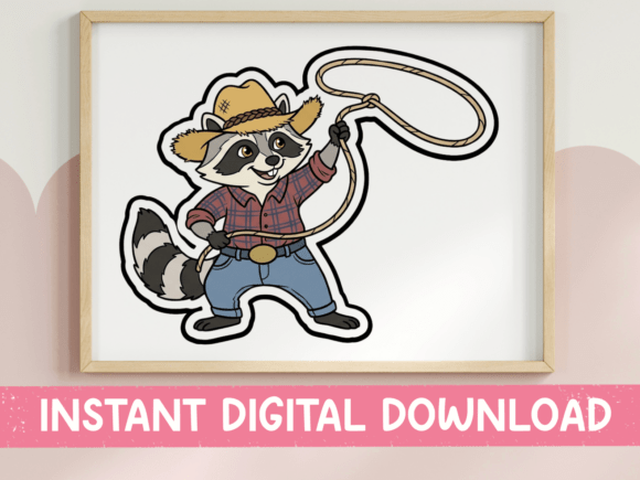 Cowboy Raccoon Western Lasso Graphics & T-Shirt Design