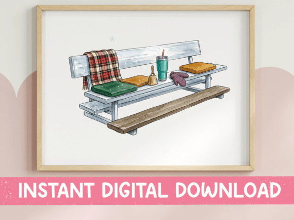 Cozy Picnic Bench Watercolor Scene: Graphics for T-Shirt Designs