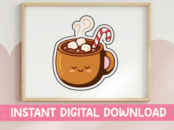 Cute Hot Cocoa Mug Marshmallow Art Graphics for T-Shirt Designs