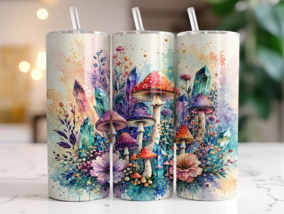 Fantasy Crystal Mushroom Tumbler Wraps & Graphics