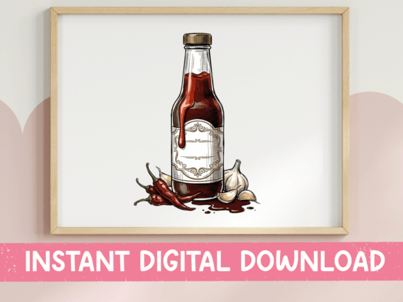 Hot Sauce Bottle Chili Garlic Print: Graphics for T-Shirt Designs