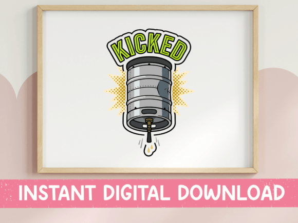 Kicked Beer Keg Cartoon Art Graphics & T-Shirt Designs