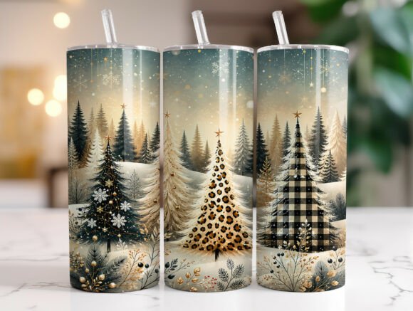 Leopard Print Christmas Trees Tumbler Graphics for Tumbler Wraps