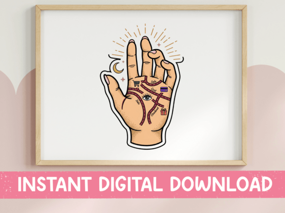 Palmistry Hand Mystic Line Art Graphics for T-Shirt Designs