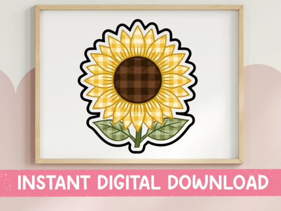 Plaid Sunflower Rustic Bloom Art for Graphics