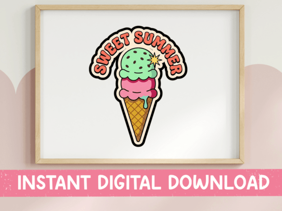 Sweet Summer Ice Cream Cone Art: Graphics & T-Shirt Designs