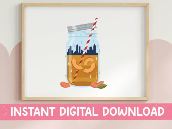 Sweet Tea Mason Jar Skyline Print: Graphics and T-Shirt Designs