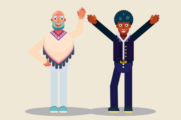 Thanksgiving Character of Boys Say Hello Graphics