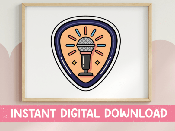 Vintage Microphone Music Badge for Graphics & T-Shirt Designs